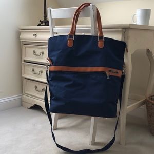 Navy and Tan Samsonite Weekender